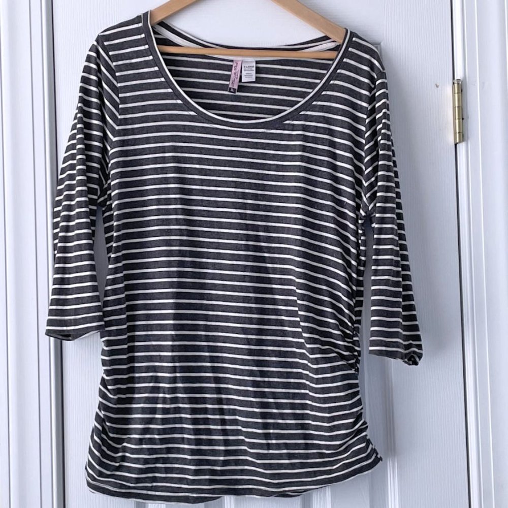 Mom's The Word Maternity Half Sleeve Striped Top XL